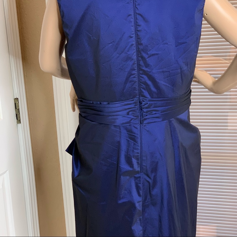 Tadashi Shoji Evening Cocktail Dress Blue Crystal Jeweled Ruched Size 10 - Picture 8 of 16